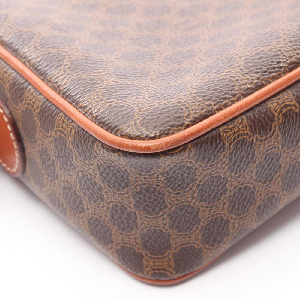 Celine Brown Leather Macadam Shoulder Canvas Bag - Picture 6 of 9